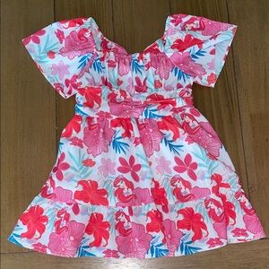 PatPat Disney Little Mermaid White and Pink Toddler Dress with Bow LIKE NEW